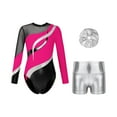 thumbnail image 1 of YONGHS Kids Girls Rhinestone Gymnastic Dance Leotard Tumbling Bodysuit with Shorts Scrunchies Set Hot Pink 10, 1 of 7