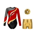 thumbnail image 1 of YONGHS Kids Girls Rhinestone Gymnastic Dance Leotard Tumbling Bodysuit with Shorts Scrunchies Set Red 12, 1 of 7