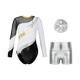 thumbnail image 1 of YONGHS Kids Girls Rhinestone Gymnastic Dance Leotard Tumbling Bodysuit with Shorts Scrunchies Set White 8, 1 of 7