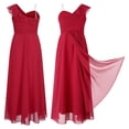 thumbnail image 1 of YONGHS Kids Girls Ruffle One Shoulder Dress Bridesmaid Evening Ball Gown Burgundy 14, 1 of 7