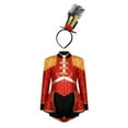 thumbnail image 1 of YONGHS Kids Girls Sequins Circus Ringmaster Jumpsuit Halloween Marching Band Drummer Uniform with Hat Red A 8, 1 of 7