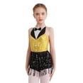 thumbnail image 1 of YONGHS Kids Girls Sequins Dance Tassel Dress for Teens Ballet Latin Chacha Rumba Ballroom Dancewear Yellow 16, 1 of 7