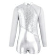 thumbnail image 1 of YONGHS Kids Girls Sequins Long Sleeves Ballet Dance Gymnastics Leotard Athletic Bodysuit Unitard Silver 14, 1 of 5