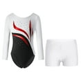thumbnail image 1 of YONGHS Kids Girls Shiny Diamond Ballet Dancewear Long Sleeve Gymnastics Leotard with Shorts Set White 10, 1 of 6