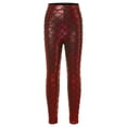 thumbnail image 1 of YONGHS Kids Girls Shiny Metallic Scale Mermaid Leggings Pants Tights Halloween Dance Party Trousers Burgundy 3-4, 1 of 7
