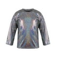thumbnail image 1 of YONGHS Kids Girls Shiny Metallic T-Shirt Long Sleeve Top Shirt Jazz Hip Hop Dancewear Black 5-6, 1 of 6