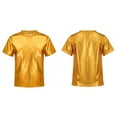 thumbnail image 1 of YONGHS Kids Girls Shiny Metallic T-Shirts Short Sleeve Dance Tops 2-18 A Gold 5-6, 1 of 7