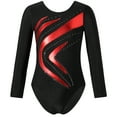 thumbnail image 1 of YONGHS Kids Girls Shiny Rhinestone Long Sleeve Gymnastic Leotard Ballet Dance Athletic Bodysuit Top Red 14, 1 of 7