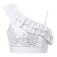 thumbnail image 1 of YONGHS Kids Girls Shiny Sequined Crop Top Jazz Modern Dance Tank Vest Dancewear 6-14 White 10, 1 of 7