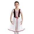 thumbnail image 1 of YONGHS Kids Girls Short Sleeves Ballet Dance Dress Velvet Mesh Lacework Gymnastic Dancing Costume Burgundy 9-10, 1 of 7