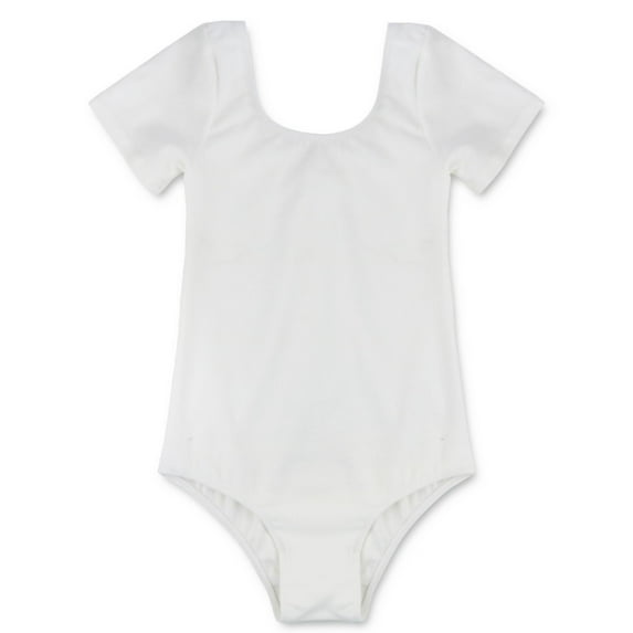 YONGHS Kids Girls Short Sleeves Cotton Ballet Leotard Gymnastics Sports Exercise Bodysuit Dancewear White 4