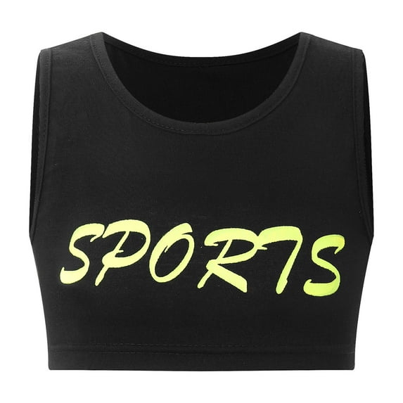 YONGHS Kids Girls Sleeveless Athletic Crop Top Gymnastics Racer Back Sports Dance Workout Vest Tanks Fluorescent Green 16