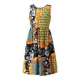 thumbnail image 1 of YONGHS Kids Girls Sleeveless Bohemian Beach Dress Flower Printed Summer Hawaiian Flowy Sundress Yellow&Blue&Black 7-8, 1 of 7