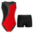 thumbnail image 1 of YONGHS Kids Girls Sleeveless Contrast Color Gymnastics Leotard Ballet Dancewear Biketard Tracksuit Red&Black 12, 1 of 7