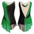 thumbnail image 1 of YONGHS Kids Girls Sleeveless Figure Ice Skating Dress Gymnastics Competition Leotard Costume Green 6, 1 of 7
