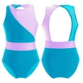 thumbnail image 1 of YONGHS Kids Girls Sleeveless Gymnastic Leotard Ballet Dance Training Jumpsuit 4-16 Light Blue&Lavender 6, 1 of 6