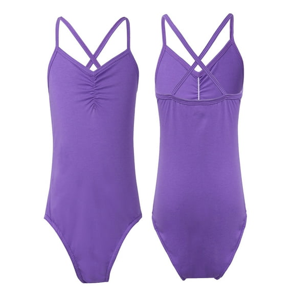 YONGHS Kids Girls Spaghetti Strap Criss Cross Ballet Dance Leotard Gymnastic Bodysuit 3-12