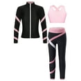 thumbnail image 1 of YONGHS Kids Girls Sport Dance Outfits Crop Tank Tops Zipper Jackets Sweatshirts with Athletic Leggings Set Pink 16, 1 of 5