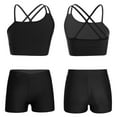 thumbnail image 1 of YONGHS Kids Girls Sports Gymnastic Outfits Crop Top Shorts Set 6-14 Black 6, 1 of 7