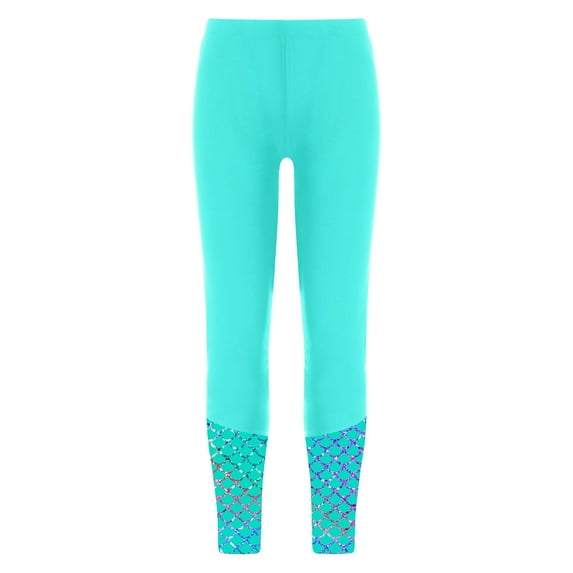 YONGHS Kids Girls Swim Legging High Waist Swim Tight Long Pants Swimming Bottoms Green 10