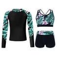 thumbnail image 1 of YONGHS Kids Girls Swimsuit 3 Piece Rash Guard Bathing Suit Quick Dry Long Sleeve Swimwear Wetsuit Lily 12, 1 of 7