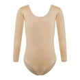 thumbnail image 1 of YONGHS Kids Girls Team Basic Gymnastics Ballet Dance Leotards Long Sleeves Nude Undergarment Leotard Round Neck 13-14, 1 of 7