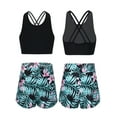 thumbnail image 1 of YONGHS Kids Girls Two-Piece Sport Suit Rear back Cross Top Shorts Set 4-16 A Black&Green 6, 1 of 6