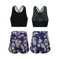thumbnail image 1 of YONGHS Kids Girls Two-Piece Sport Suit Rear back Cross Top Shorts Set 4-16 Navy Blue 12, 1 of 7