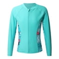 thumbnail image 1 of YONGHS Kids Girls UPF 50+ Rash Guard Swim Shirt Long Sleeves Sun Protection Sunsuit Zipper Top Mint Green 16, 1 of 7