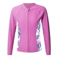 thumbnail image 1 of YONGHS Kids Girls UPF 50+ Rash Guard Swim Shirt Long Sleeves Sun Protection Sunsuit Zipper Top Pink 12, 1 of 5