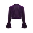 thumbnail image 1 of YONGHS Kids Girls Velvet Cardigan Bolero Open Front Long Sleeve Shrug Shawl Cover Up for Dress Dark Purple 16, 1 of 5