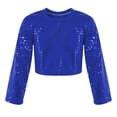 thumbnail image 1 of YONGHS Kids Grils Boys Shiny Dance Crop Tops Long Sleeve Athletic Sports Shirts Tee Royal Blue 2-3, 1 of 7