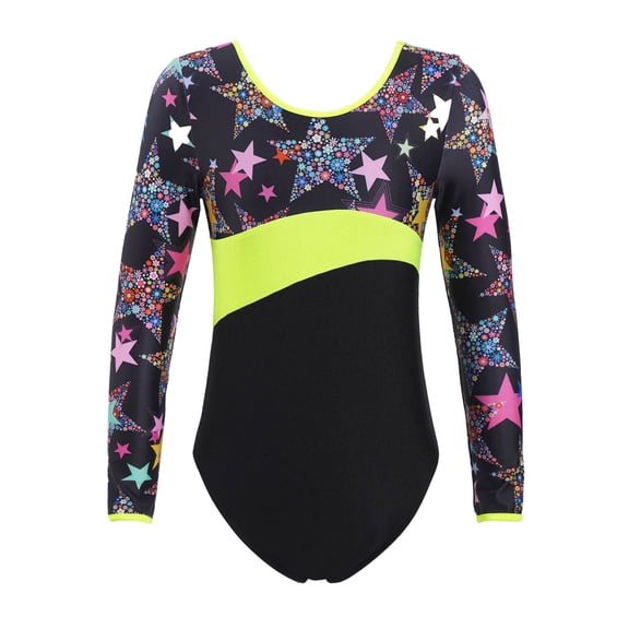 YONGHS Kids Gymnastics Leotards One Piece Long Sleeves Ballet Dance Bodysuit Athletic Dancewear Black 10
