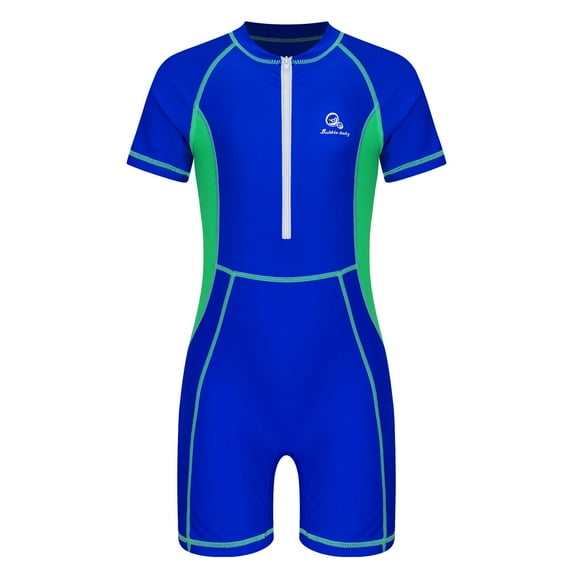 YONGHS Kids UPF 50+ Rash Guard Swimsuit Girls Boys Short Sleeve Boyleg Sport Surfing Bathing Suit Royal Blue 11-12