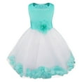 thumbnail image 1 of YONGHS Kids Wedding Party Bowknot Petals Flower Girl Dress Prom Pageant Ball Gown Turquoise 3, 1 of 7