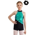 thumbnail image 1 of YONGHS Leotards for Girls Gymnastics Dance Biketards with Hair Tumbling Athletic Jumpsuit Light Green&Black 8, 1 of 7