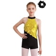 thumbnail image 1 of YONGHS Leotards for Girls Gymnastics Dance Biketards with Hair Tumbling Athletic Jumpsuit Yellow&Black 8, 1 of 7