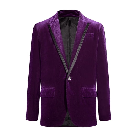 YONGHS Little Boy Velvet Blazers Kids Shawl Lapel Jacket Gentleman Slim Fit Coat Dark Purple 8