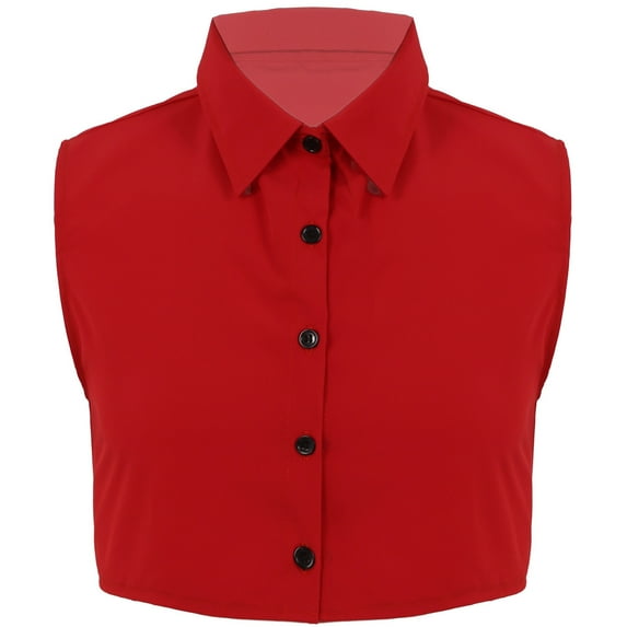 YONGHS Men Boy Detachable Solid Color Cotton Fake Collar Half Shirt Blouse Dickey Lapel False Collar Burgundy XXL