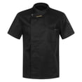 thumbnail image 1 of YONGHS Men Women Short&Long Sleeve Chef Coat Unisex Restaurant Kitchen Cook Jacket Uniform Shirt Black Short Sleeve XXL, 1 of 5