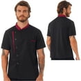 thumbnail image 1 of YONGHS Men's Chef Coat Kitchen Canteen Jacket Uniform with Pocket M-4XL A Black XL, 1 of 7