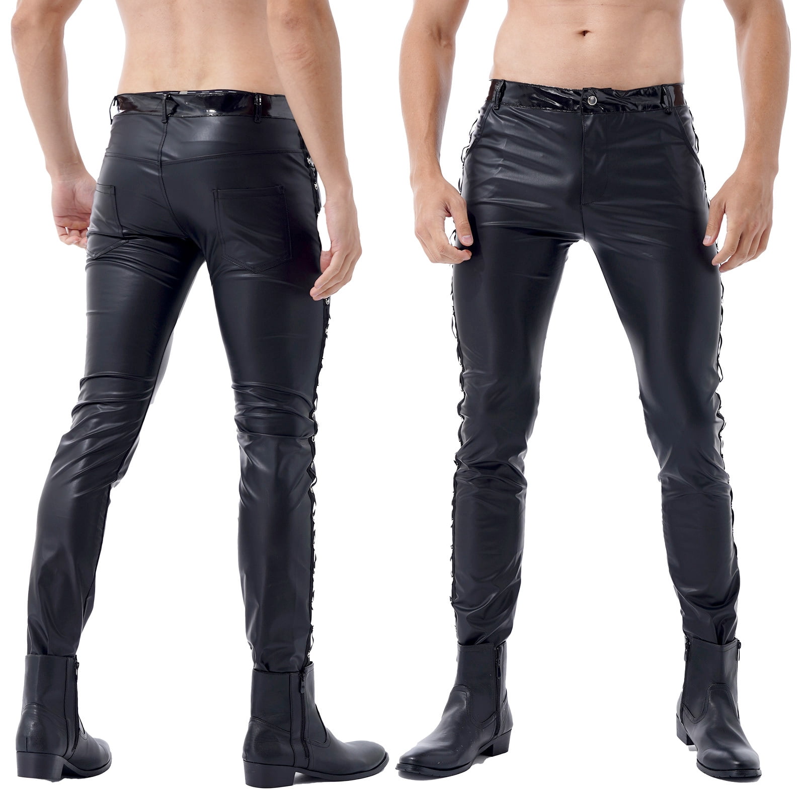 YONGHS Men's Faux Leather Pants Skinny Leggings Tight YONGHS Men's Faux Leather Pants Skinny Leggings Tight