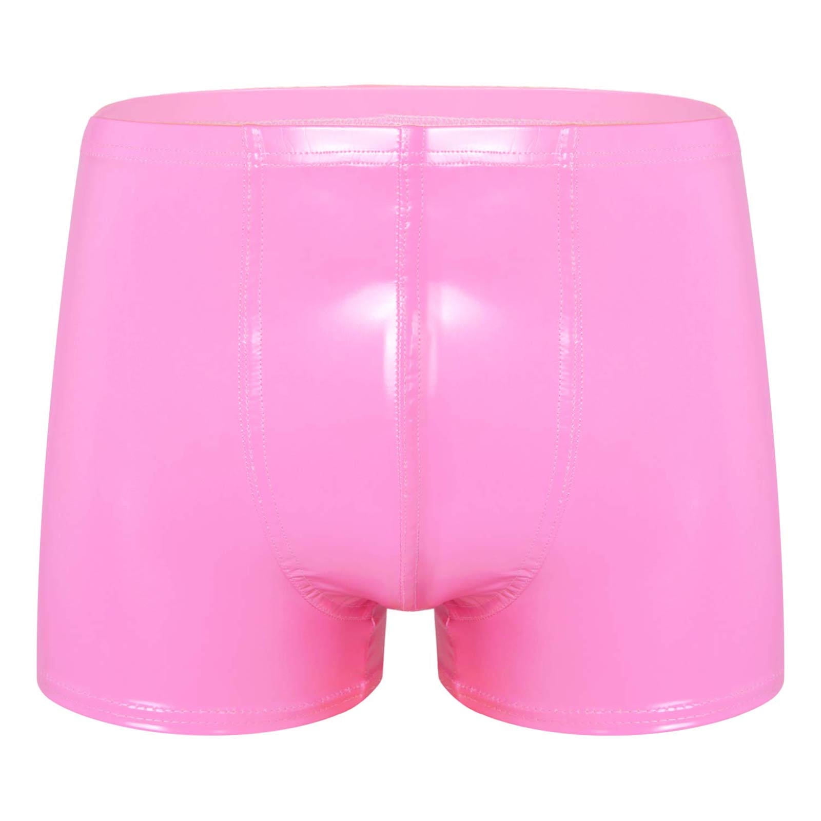 YONGHS Men's Leather Boxer Briefs Low Rise Pouch Trunks Underwear