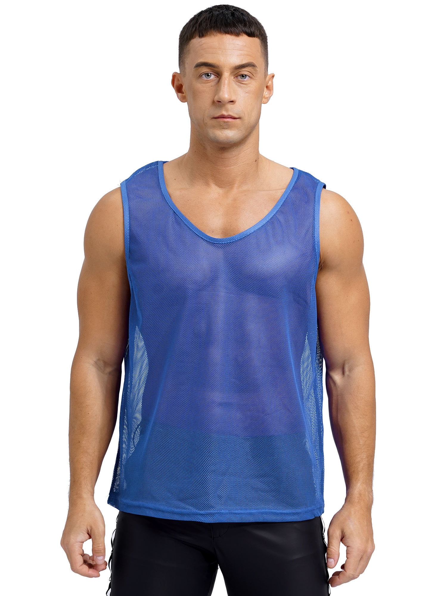 YONGHS Men's Mesh See Through Fishnet Muscle Tank Top