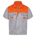 thumbnail image 1 of YONGHS Men's Regular Fit Short Sleeve Industrial Work Shirt Performance Utility Uniform Orange&Grey S, 1 of 7