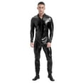 thumbnail image 1 of YONGHS Men’s Shiny Metallic Unitard Holographic One-Piece Bodysuits Wet Look Stretchy Catsuits Black L, 1 of 3