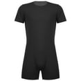 thumbnail image 1 of YONGHS Men's Short Sleeve Unitard Jumpsuit Sports Invisible Zipper Rompers Bodysuit Black L, 1 of 8