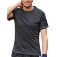 thumbnail image 1 of YONGHS Men's Short Sleeve Workout Shirts Rash Guard Tops Athletic T-Shirt Dark Grey 2XL, 1 of 6