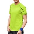 thumbnail image 1 of YONGHS Men's Short Sleeve Workout Shirts Rash Guard Tops Athletic T-Shirt Fluorescent Green 2XL, 1 of 3
