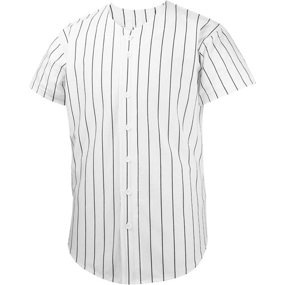YONGHS Mens Baseball Jersey Shirts Sports Uniform Softball Tops Undershirt Hipster Hip Hop T Shirt Stripe S